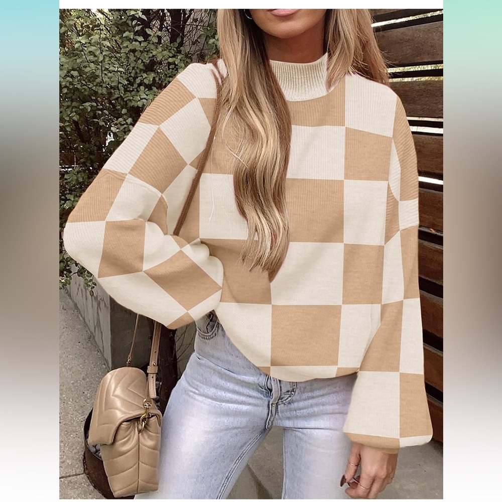 Turtleneck Long Lantern Sleeve Oversized Ribbed Knit Pullover Sweater JumperTop - Picture 3 of 5